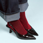 Lurex Socken - cherry