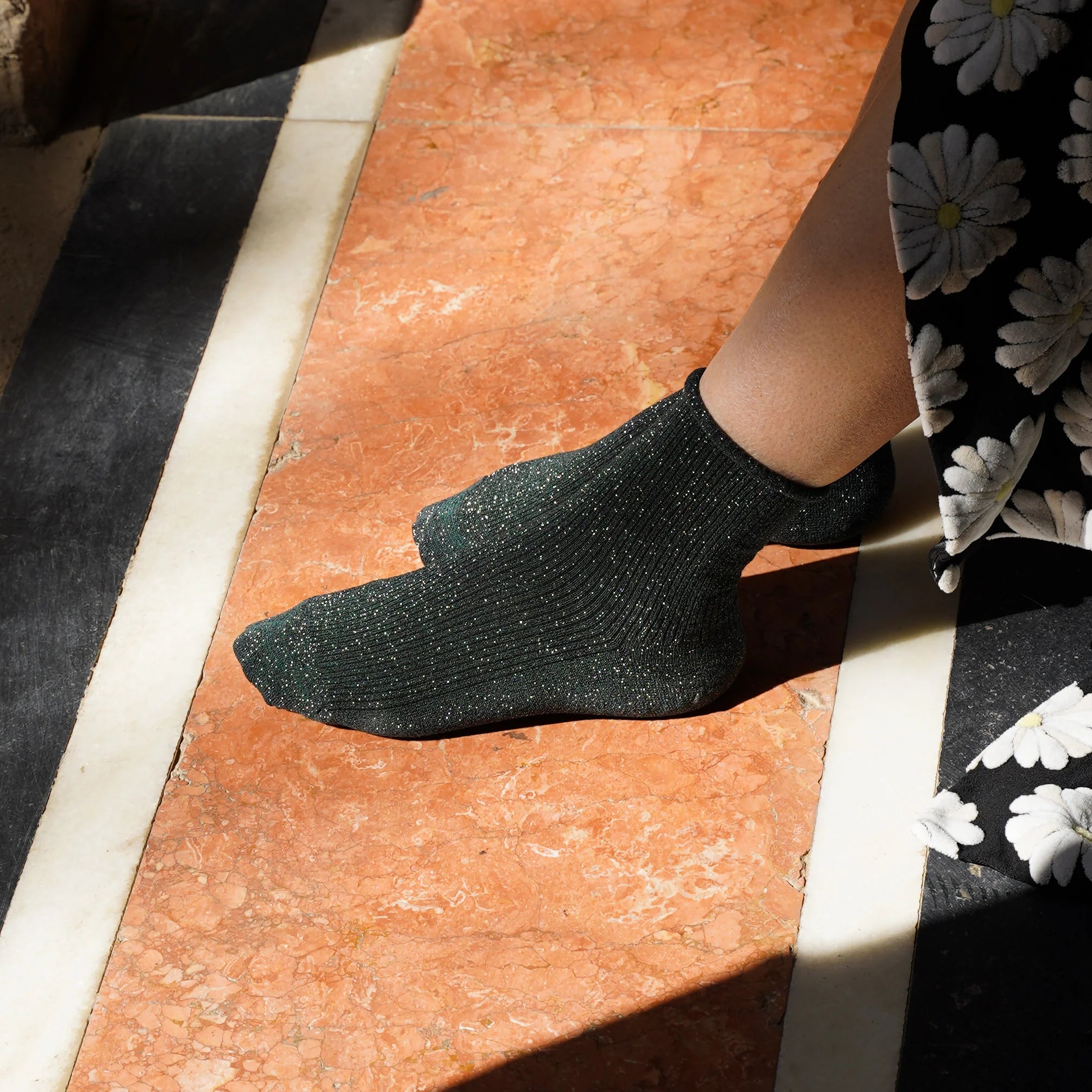 Lurex Socken - dark green