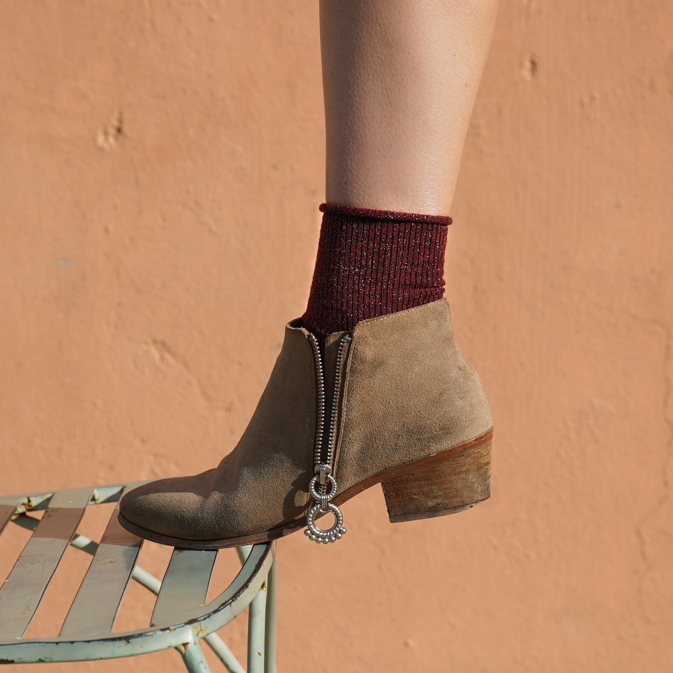 Lurex Socken - red