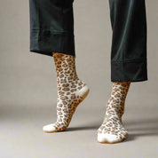 Lurex Socken - leopard beige
