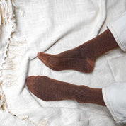 Lurex Socken - camel brown