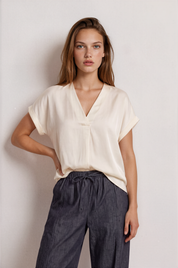 oversized Blusentop aus Ecovero™  - vanilla white