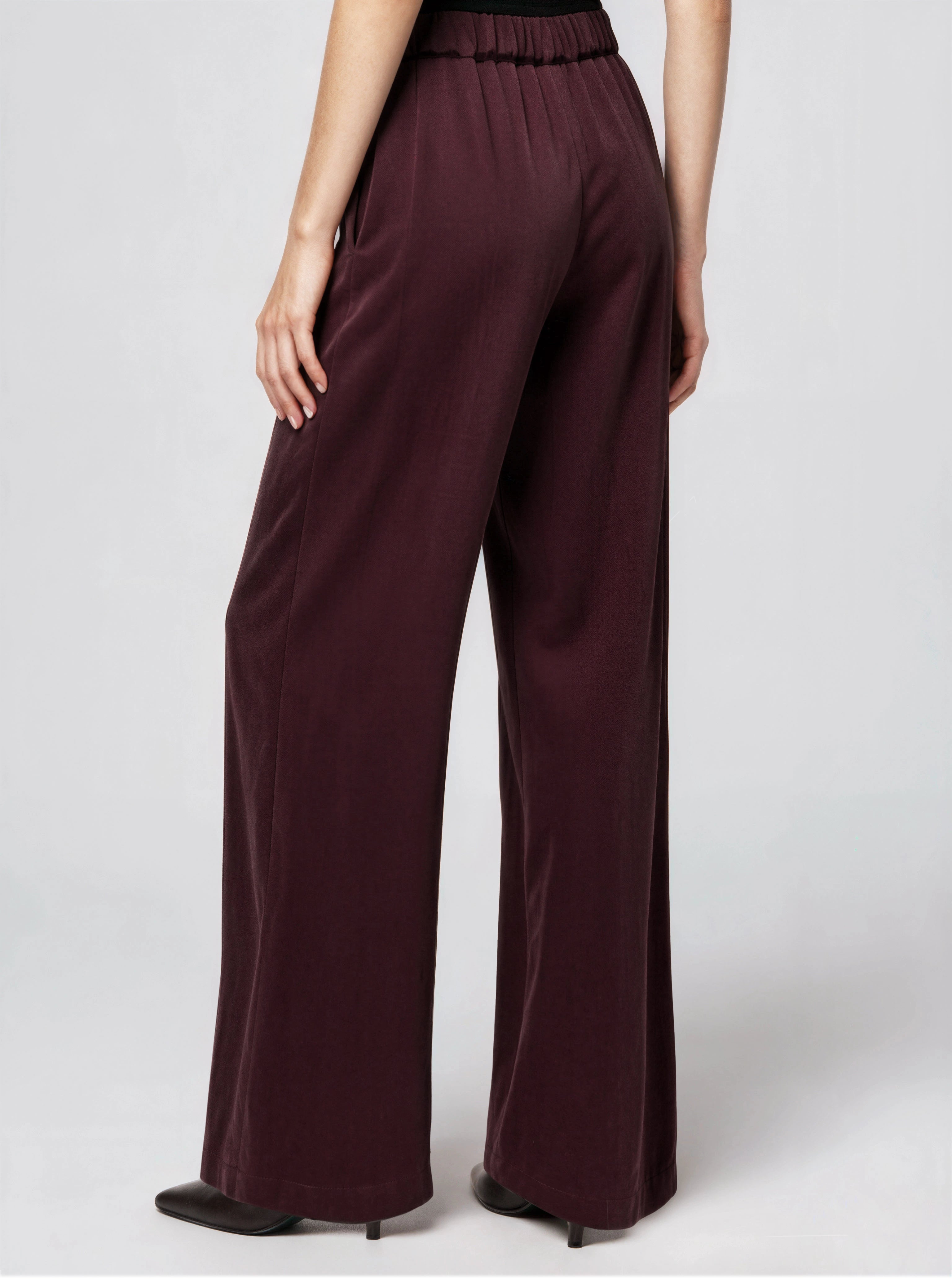 Wide leg Hose aus hochwertigem Cupro-Mix - burgundy