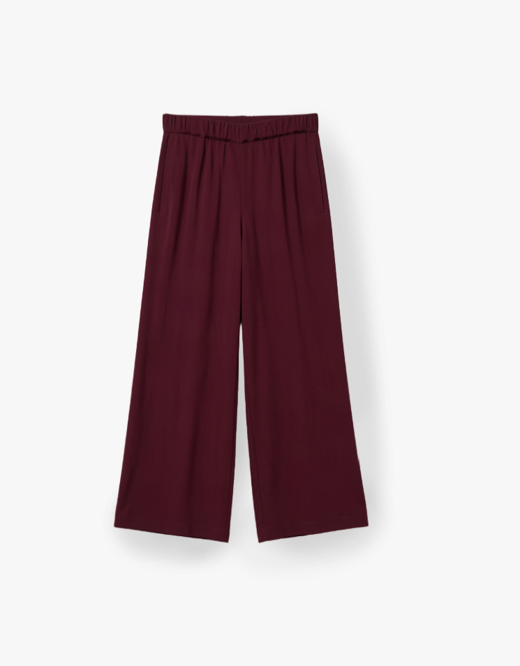 Wide leg Hose aus hochwertigem Cupro-Mix - burgundy