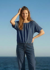 Blusentop aus Tencel™ in dark denim