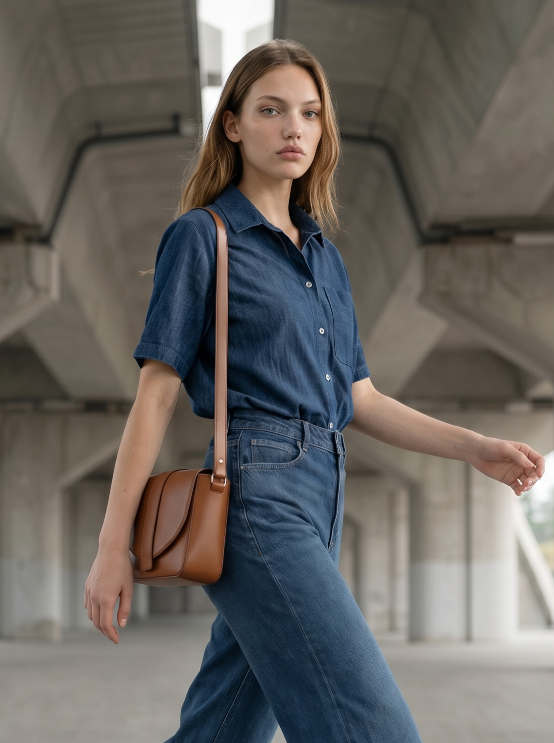 cropped Shirt aus blue Denim