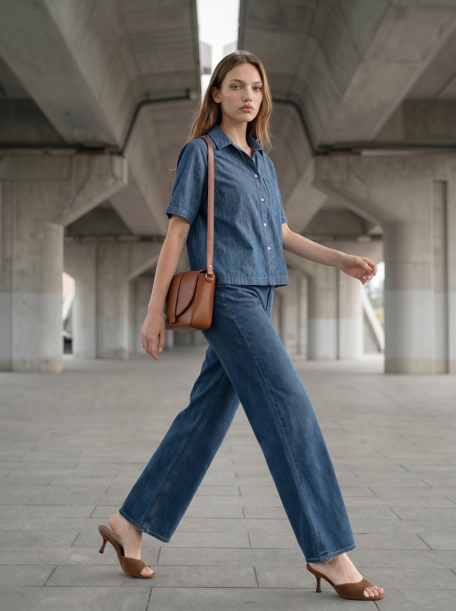 cropped Shirt aus blue Denim