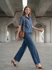 cropped Shirt aus blue Denim