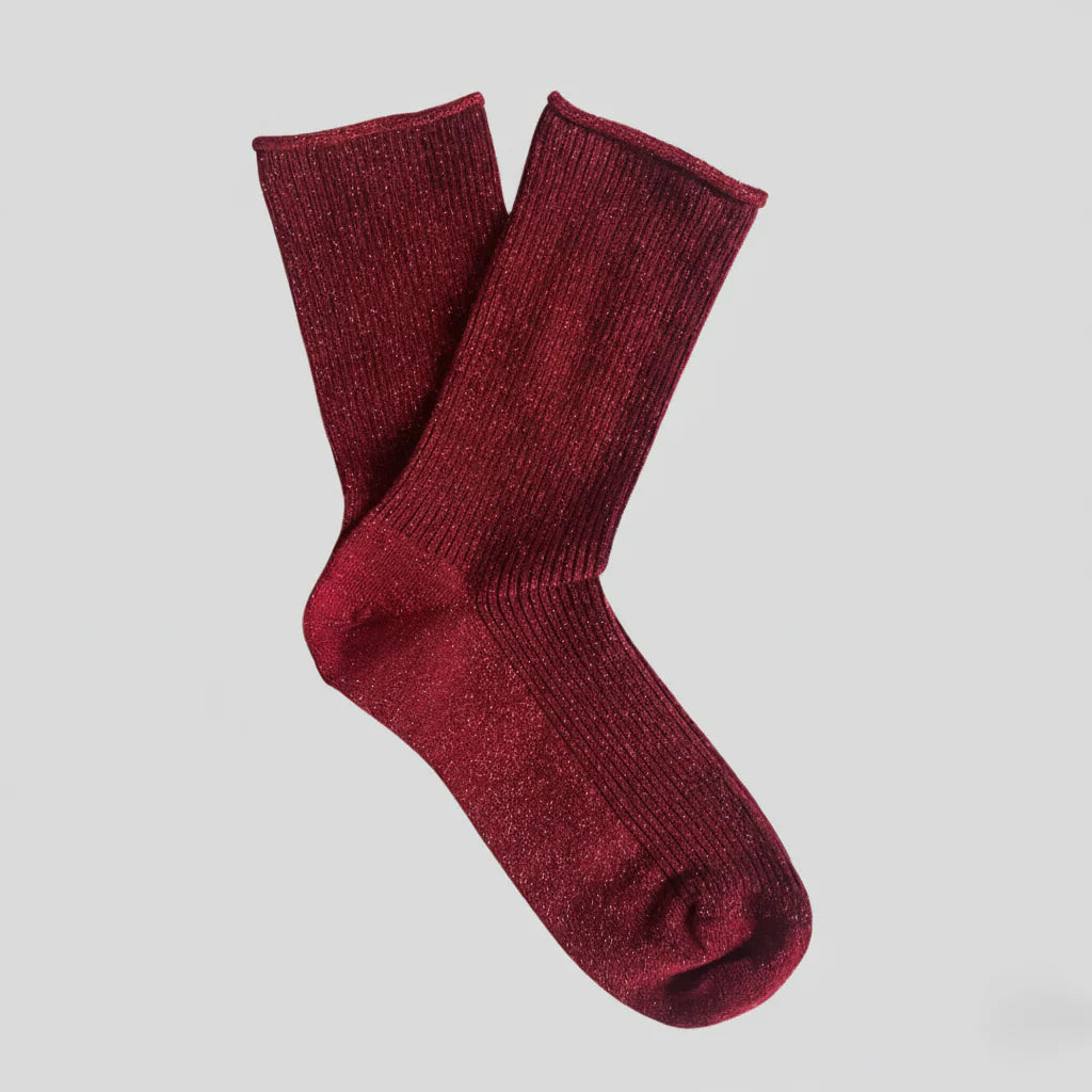Lurex Socken - cherry