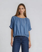 Blusentop aus Tencel™ in blue denim