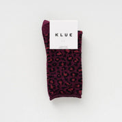 Lurex Socken - leopard burgundy