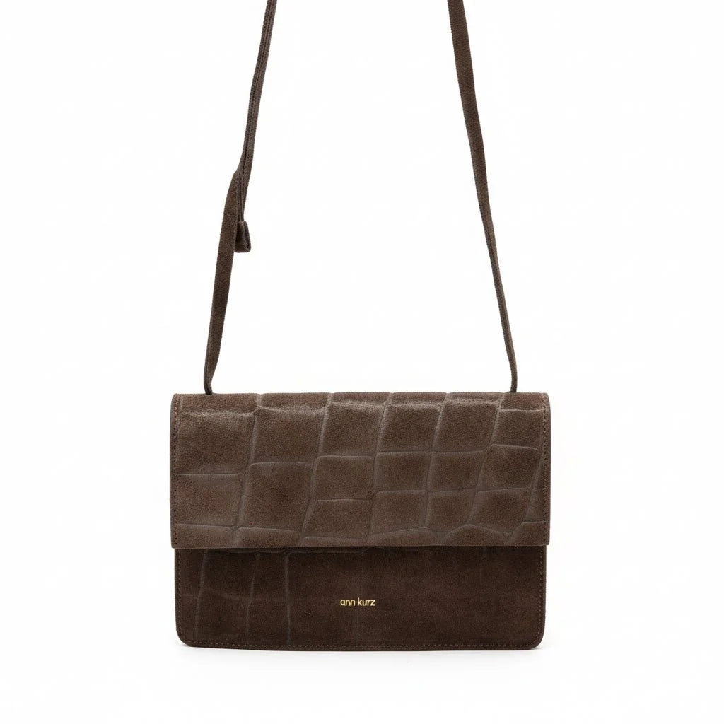 Phone Bag Medium - croco suede mocha