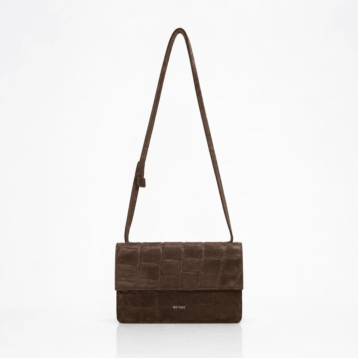 Phone Bag Medium - croco suede mocha