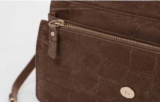 Phone Bag Medium - croco suede mocha