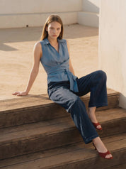 Bluse Vivi in blue denim