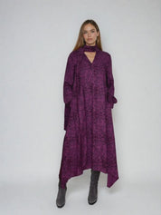 Flowing dress with a bow - iris color