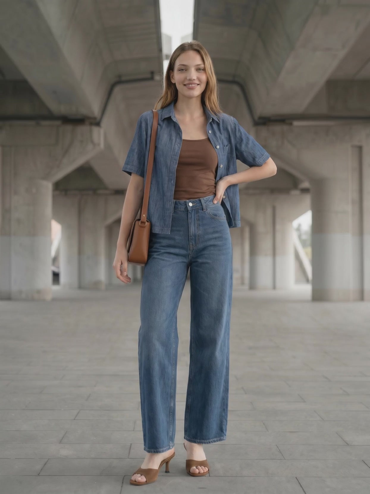 cropped Shirt aus blue Denim