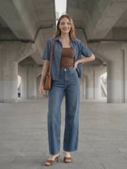 cropped Shirt aus blue Denim