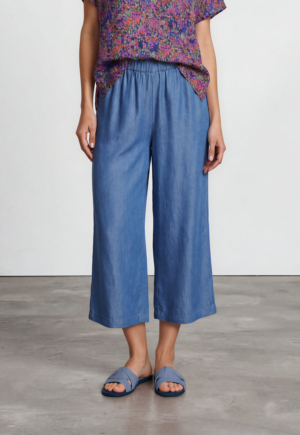 Culotte aus fließendem Tencel™ - blue denim